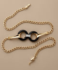 18K Gold Onyx Horsebit Necklace