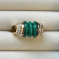 14K Gold, Malachite and Diamond Sculptural Cocktail Ring