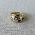 14K Bombe Ring with Muti-Gemstone Design