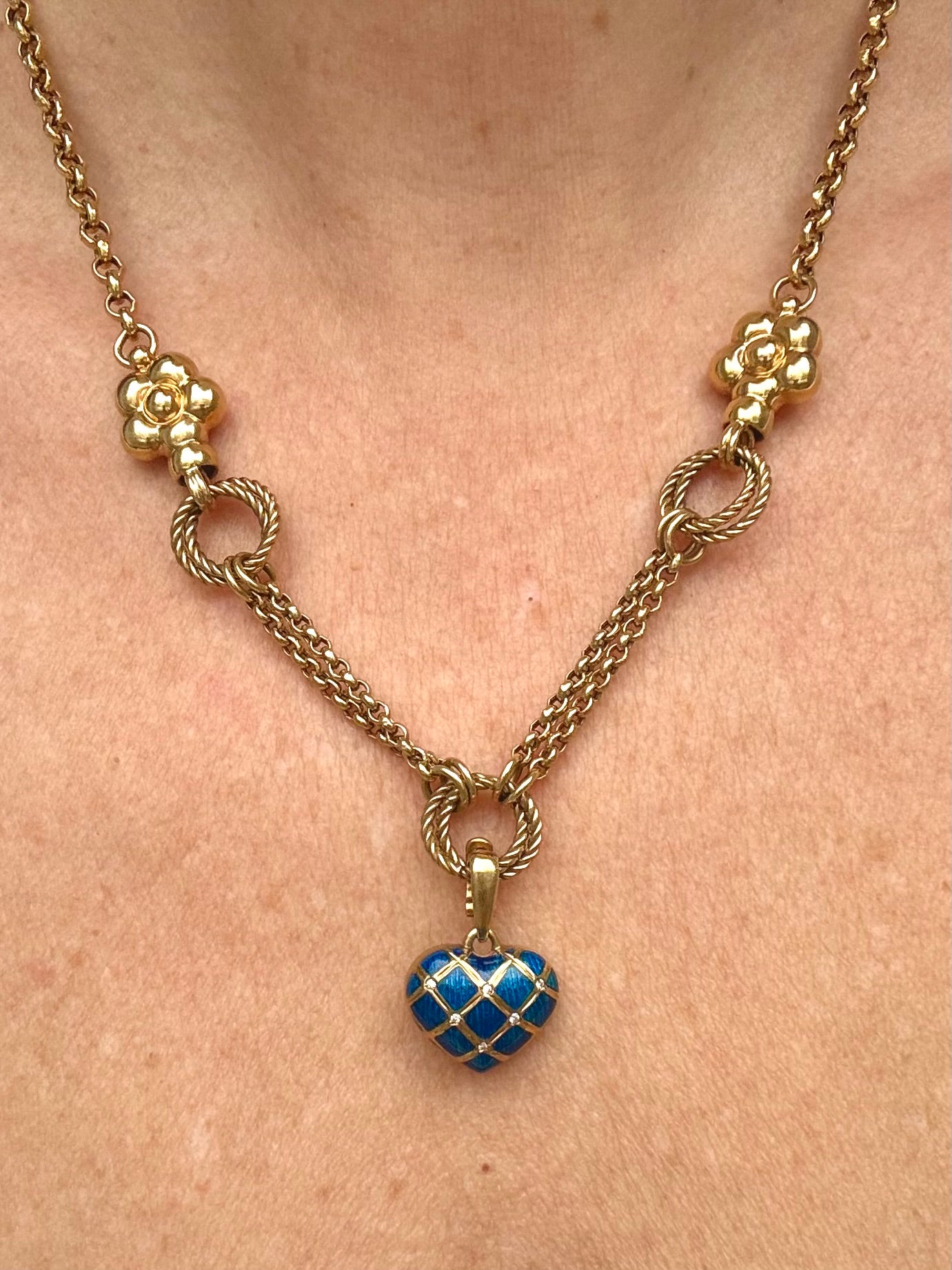 18K Gold Italian Rolo Floral Chain