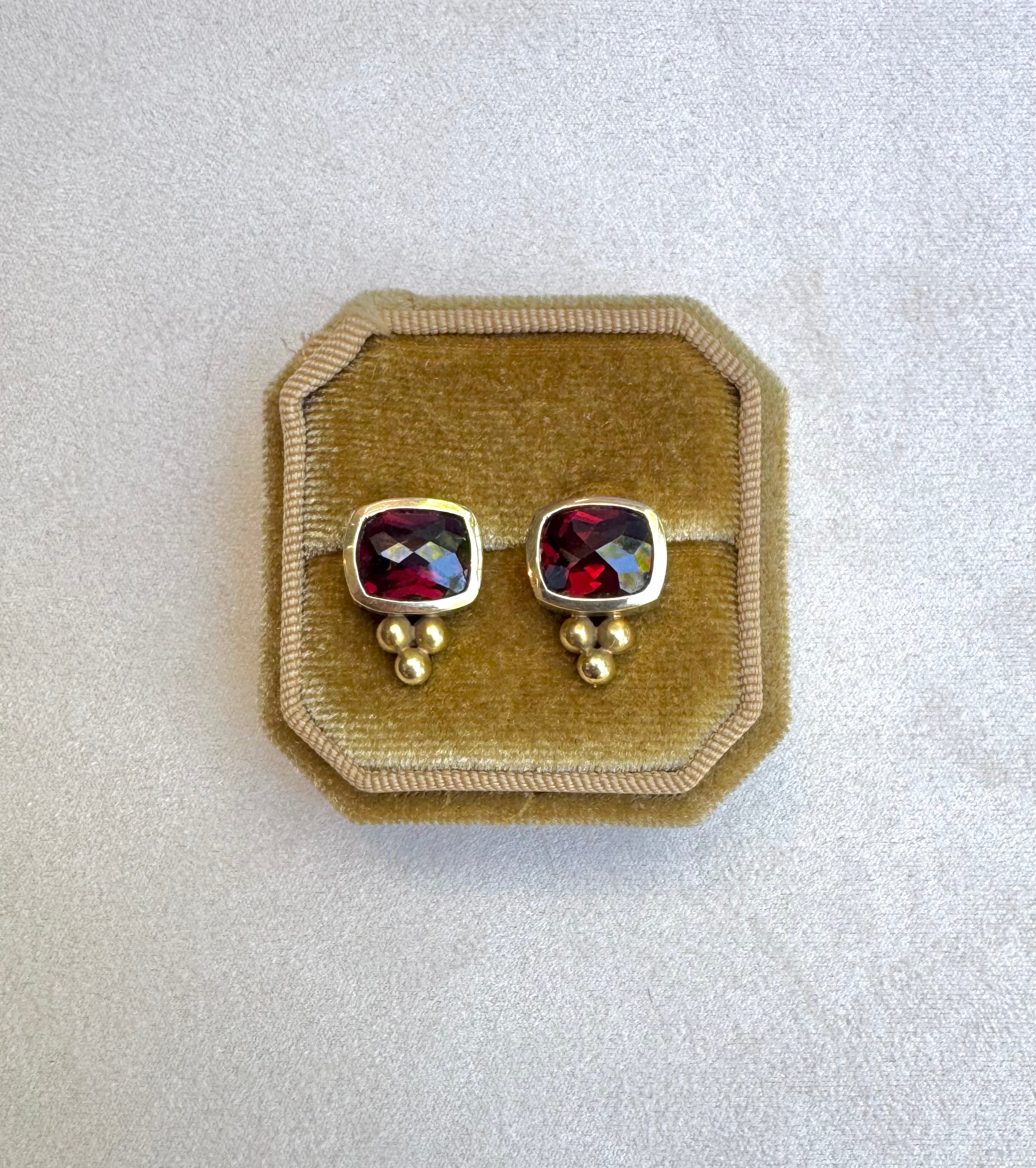 Signed Maz 14K and Garnet Earrings