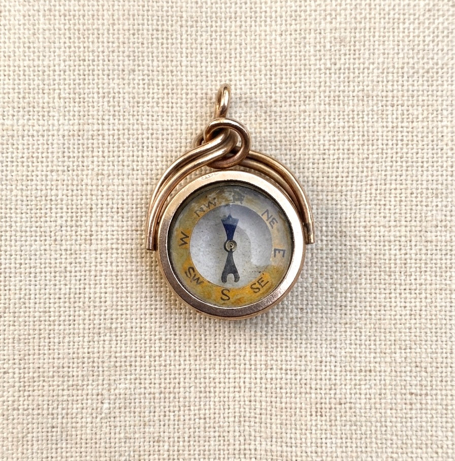 Early 1900s 9K Gold Compass Fob Pendant