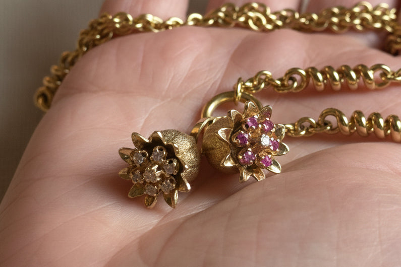 14K Gold Ruby Tulip Charm
