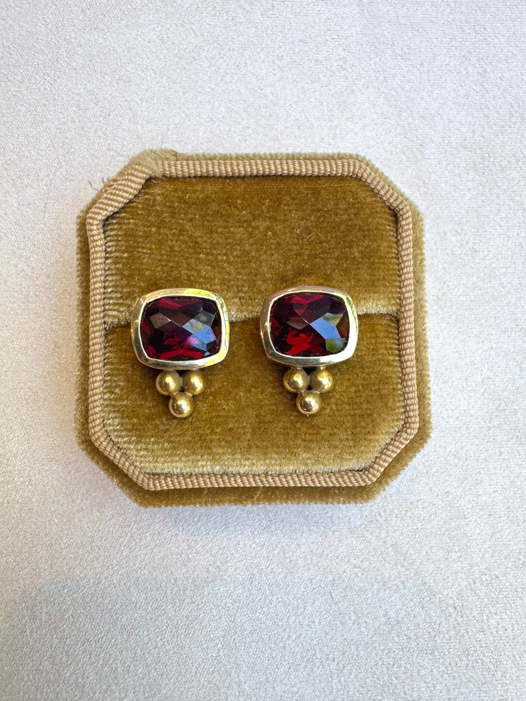 Signed Maz 14K and Garnet Earrings