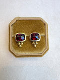 Signed Maz 14K and Garnet Earrings