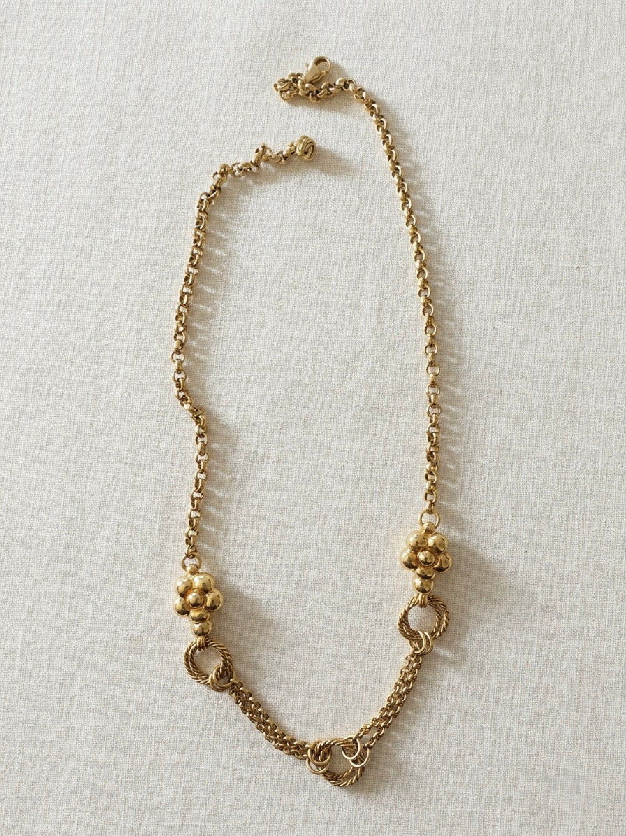 18K Gold Italian Rolo Floral Chain