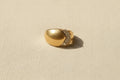 14K Gold Retro Dome Ring with Diamond Chevron Accent