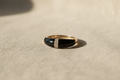 14K Gold and Onyx Inlay Ring with Pave Diamonds