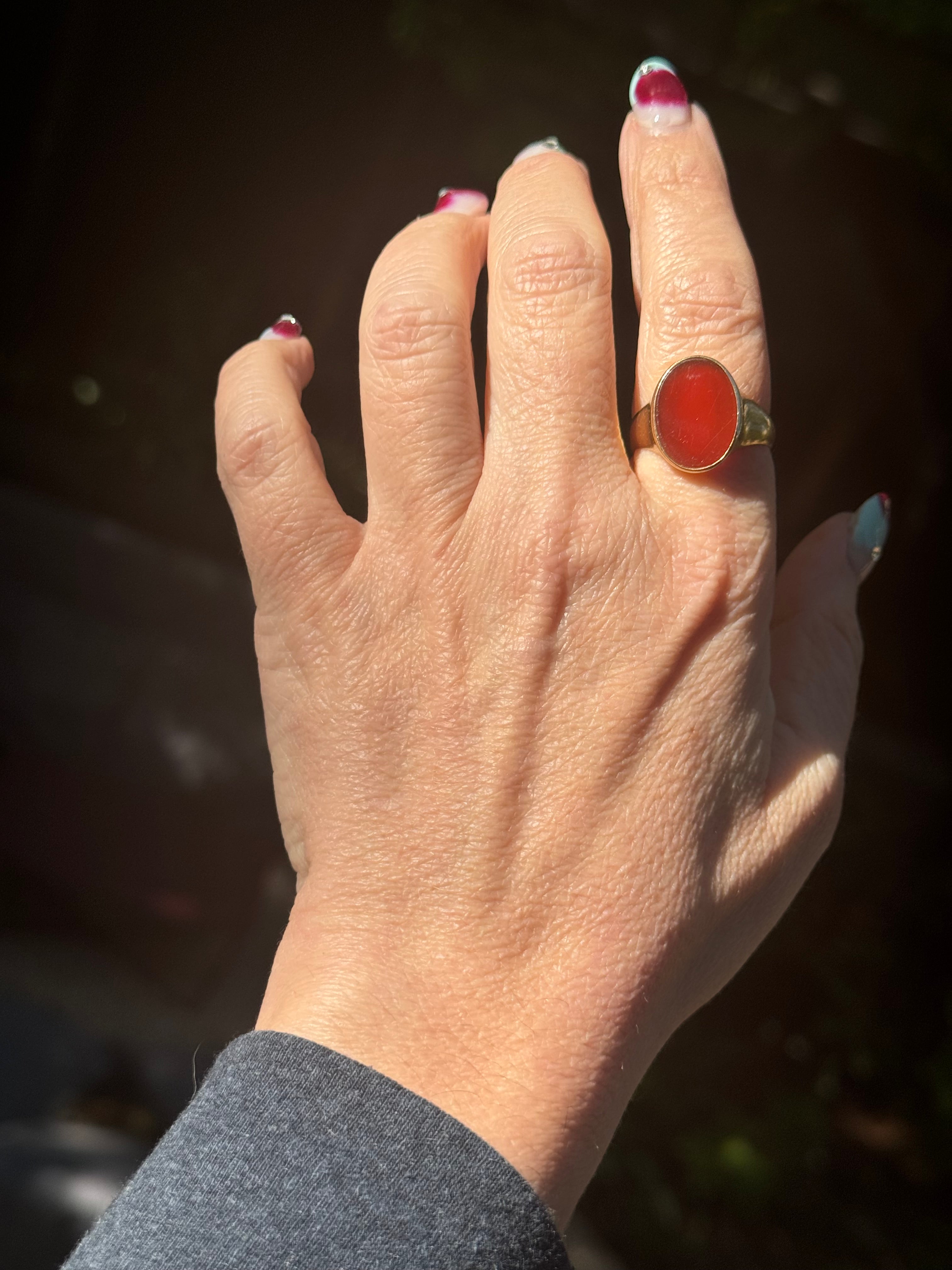 14K Gold and Carnelian Signet Ring, Circa 1950