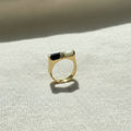 14K Gold Black and White Inlay Ring with Diamonds