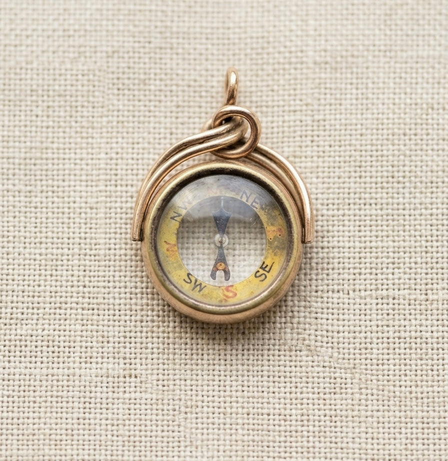 Early 1900s 9K Gold Compass Fob Pendant