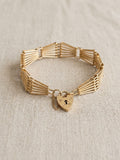 9K Gold Gate Link Bracelet with Heart Padlock