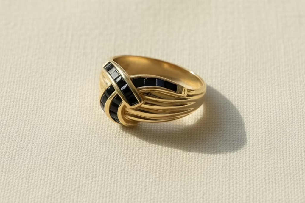 14K Gold and Sapphire Bypass Ring
