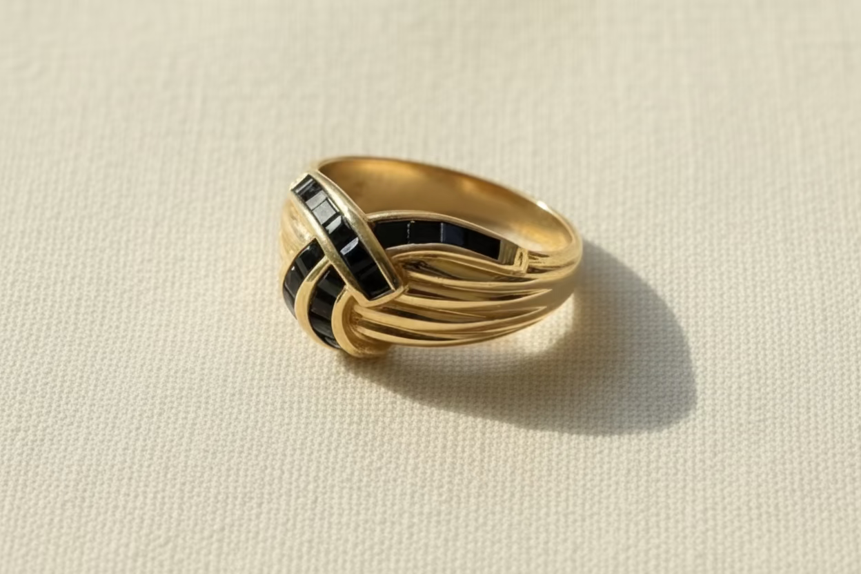 14K Gold and Sapphire Bypass Ring