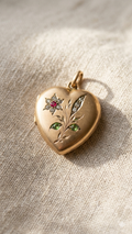 Edwardian Flower Locket with Paste, Peridot & Ruby