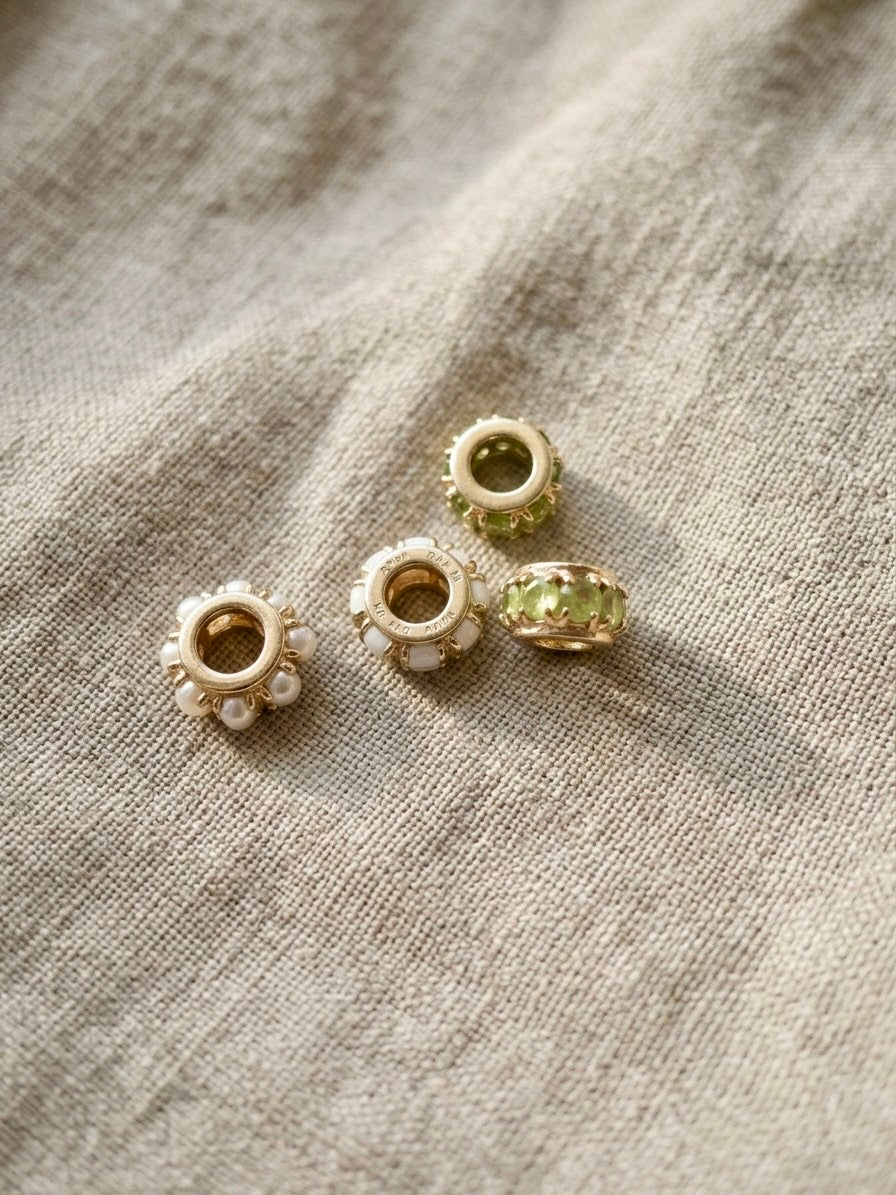 14K Opal Rondelle Charm