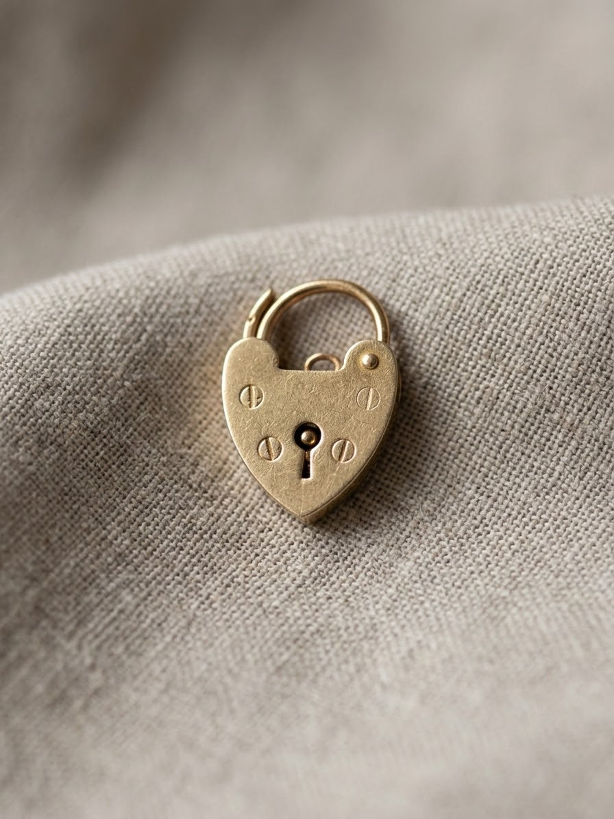 Vintage 9K Heart Padlock Charms