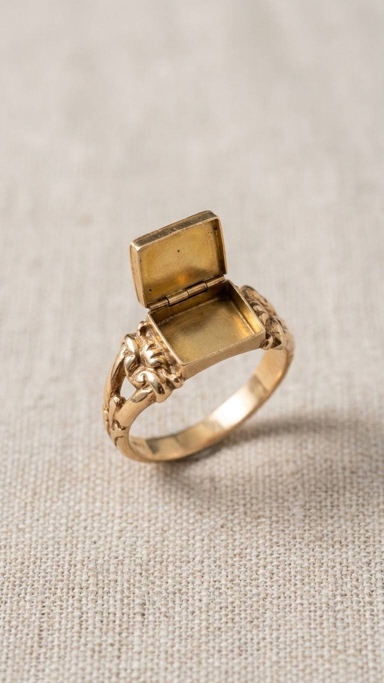 Victorian 'Love, Hope & Faith' Ring with Hidden Compartment, circa 1850s