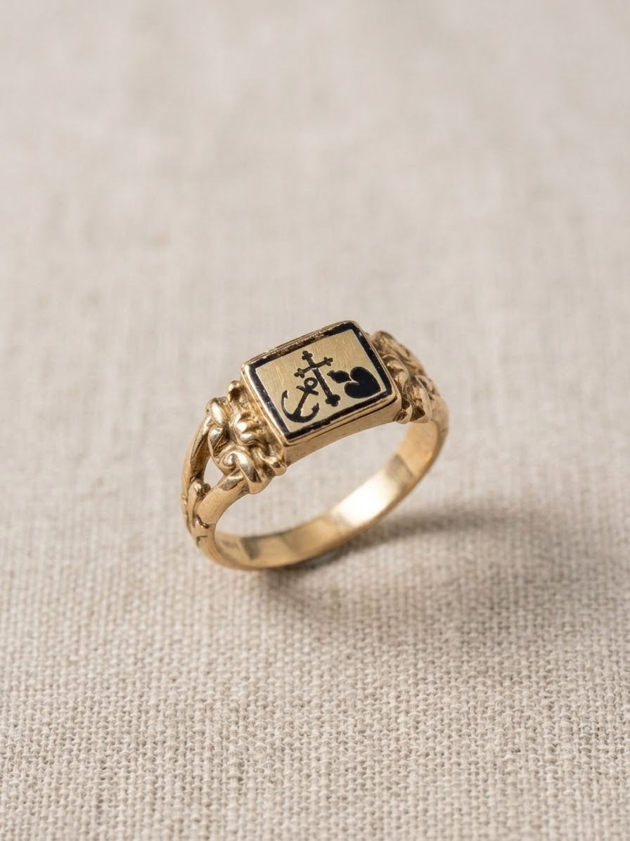 Victorian 'Love, Hope & Faith' Ring with Hidden Compartment, circa 1850s