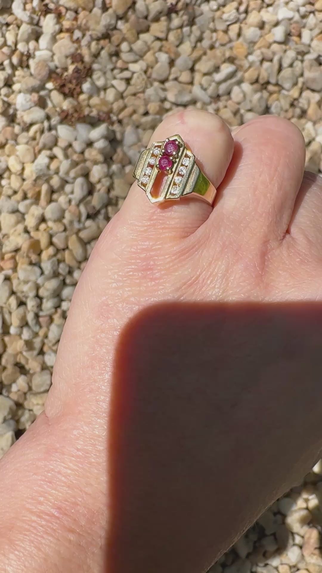 14K Gold, Ruby and Diamond Fidget / Slider Ring