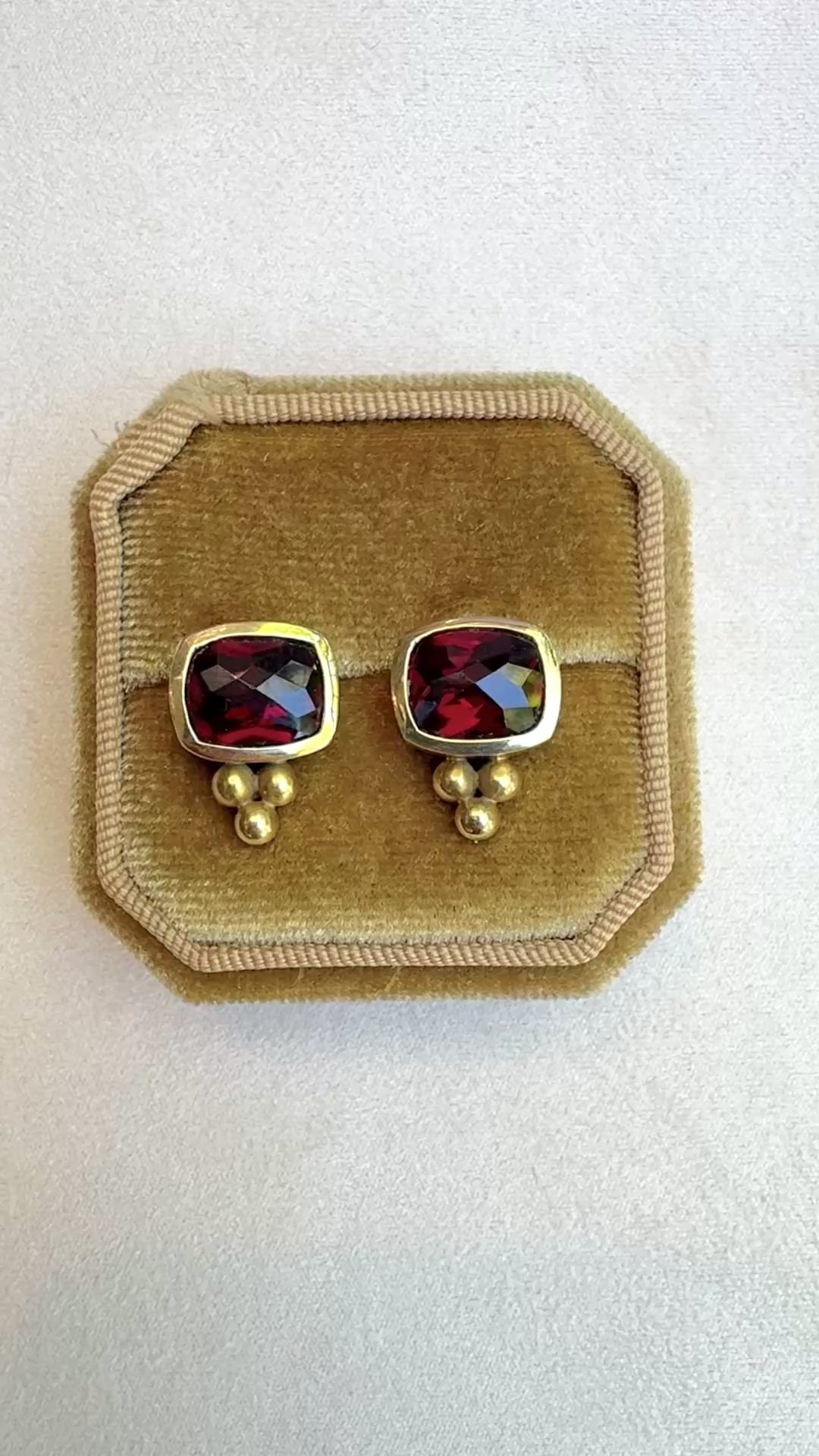 Signed Maz 14K and Garnet Earrings