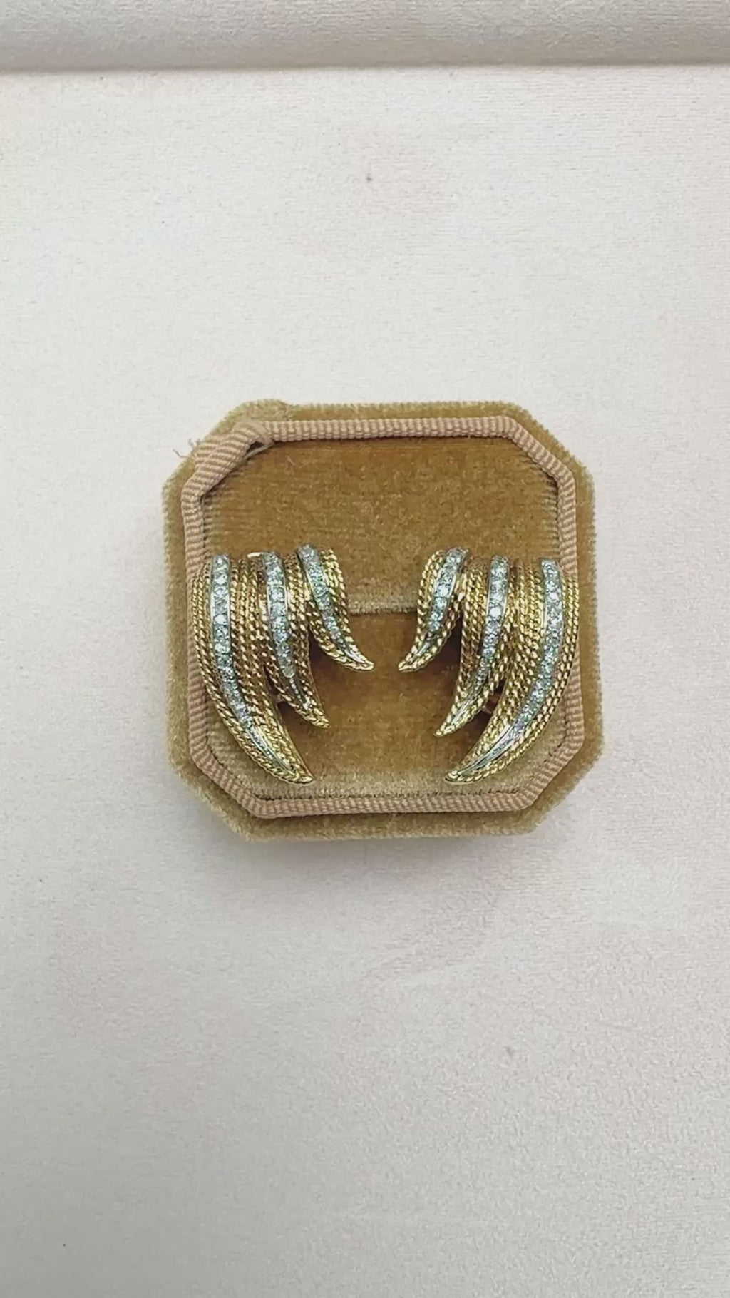 Vintage Gubelin 18K, Platinum & Diamond Flame Earrings