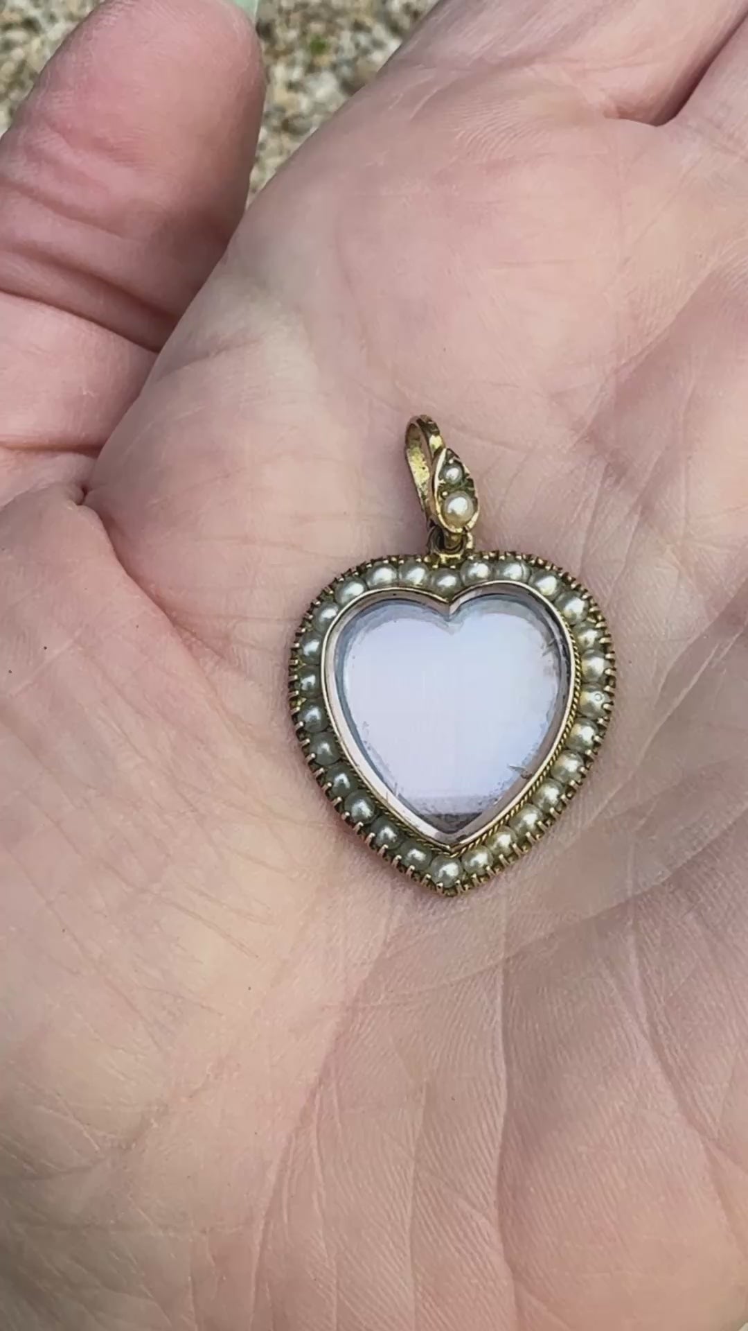 Edwardian 9K Gold and Seed Pearl Mourning Locket, Circa 1900