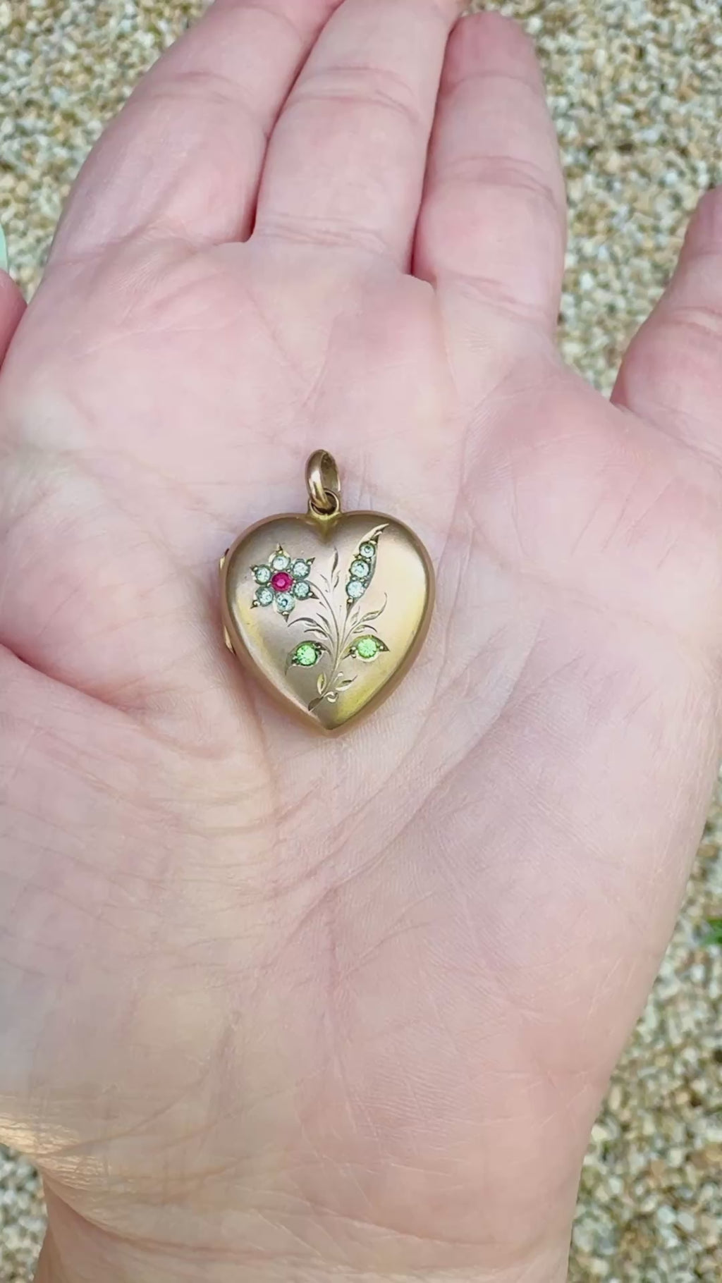 Edwardian Flower Locket with Paste, Peridot & Ruby