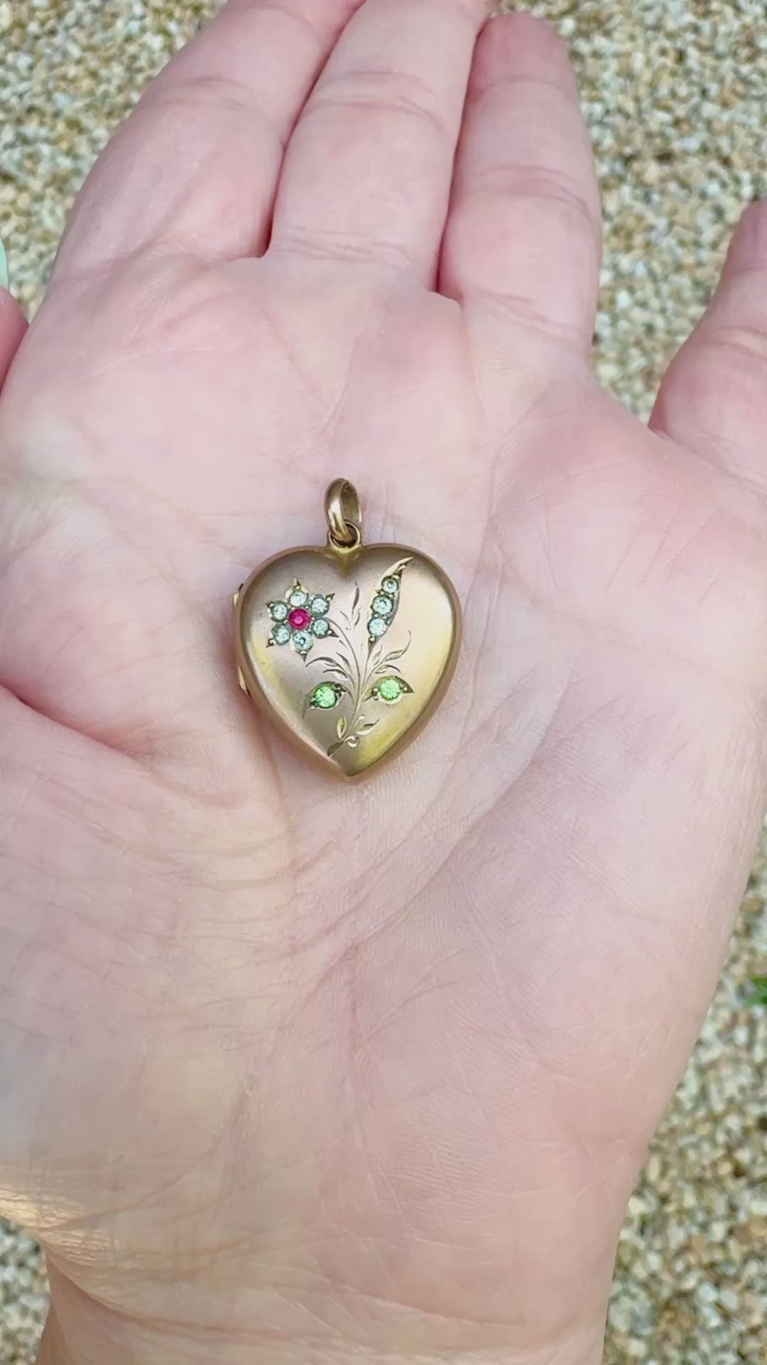 Edwardian Flower Locket with Paste, Peridot & Ruby